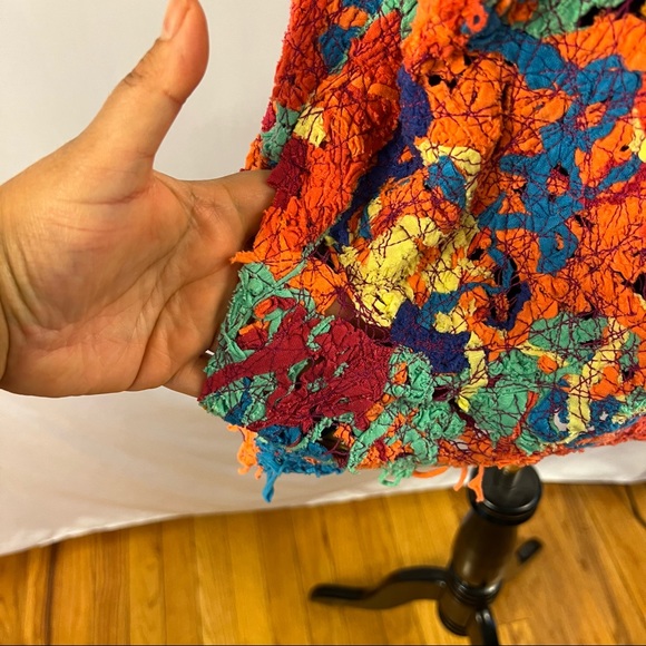 Pe De Chumbo Top Crochet Womens XS Colorful Pockets Racerback Tank Top Summer - Picture 2 of 5